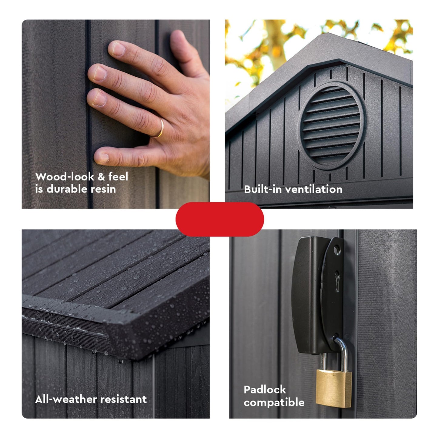 Outdoor Resin Storage Tool Shed Windows and Floor Lockable Doors Perfect to Patio Furniture Garden Tools Bike Accessories Beach Chairs and Push Lawn Mower 4x6 Ft