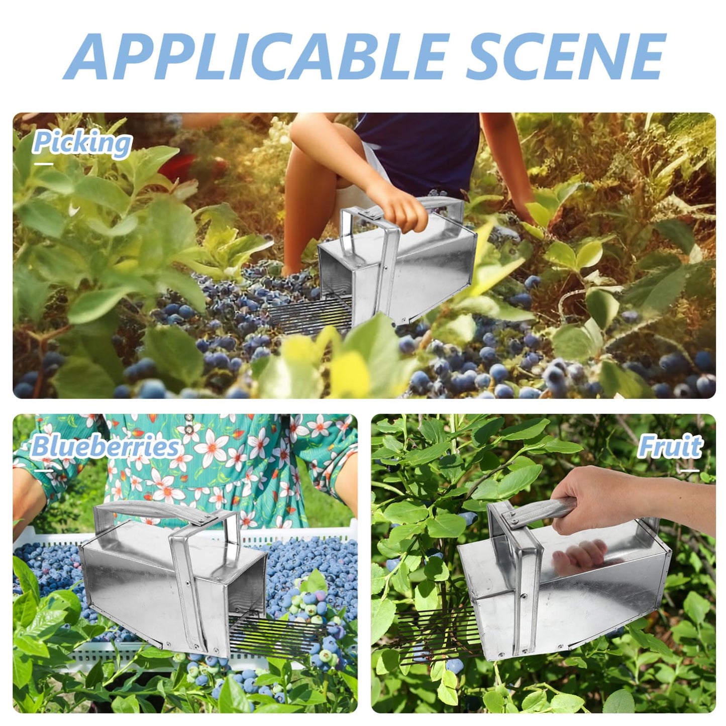 MAGICLULU Fruit Berry Picker Basket with Ergonomic Handle Rake Comb Design for Efficient Blueberry and Harvesting Handheld Berry Scoop Tool