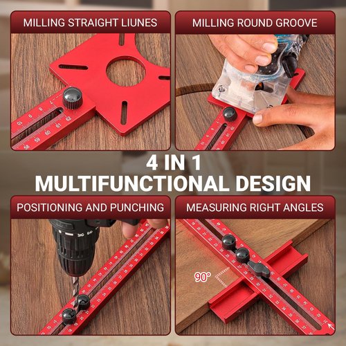 BEHESINEW Router Jig Kit 2025 | 24" 4-in-1 Woodworking Guide System, Adjustable Router Circle Cutting Jig with 610mm Sliding Rail for Cabinets, MDF, Hardwood