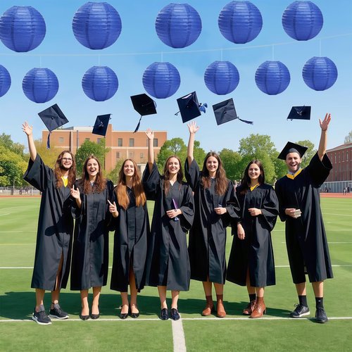 LIHAO Blue Paper Lanterns for Graduation Decorations Classroom Graduation Party Graduation Cap Weddings Birthdays 10PCS
