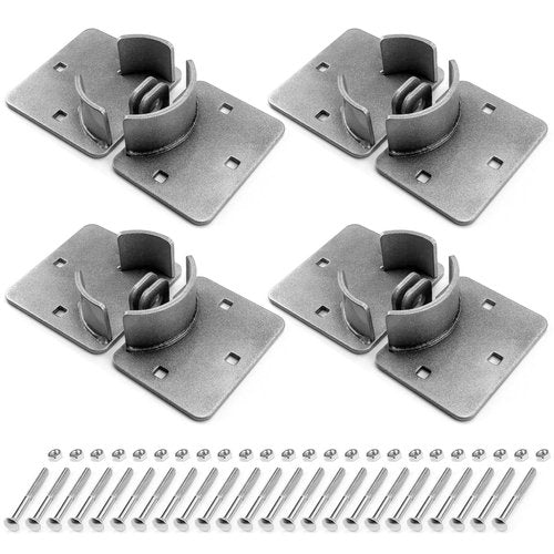 QWORK Puck Lock and Hasp, 4 Pack High Security Steel Hidden Shackle Keyed Alike Padlocks with Keys for Trucks, Gates, Vans and Vending Machines