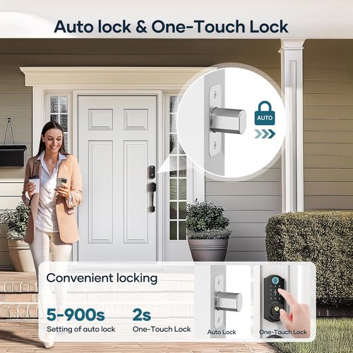 Smart Locks for Front Door, SMONET Front Door Lock Set Keyless Entry, Keyless Entry Keypad Deadbolt with Handle, Smart Deadbolt Fingerprint Bluetooth Digital Keypad