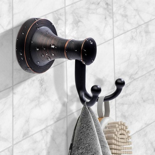 BRASEEY Oil Rubbed Bronze Bathroom Towel Hook, Bronze Bathroom Robe Hook, Heavy Duty Double Towel Hooks Bath Farmhouse Coat Clothes Hook Wall Mounted Rustic for Kitchen Washroom