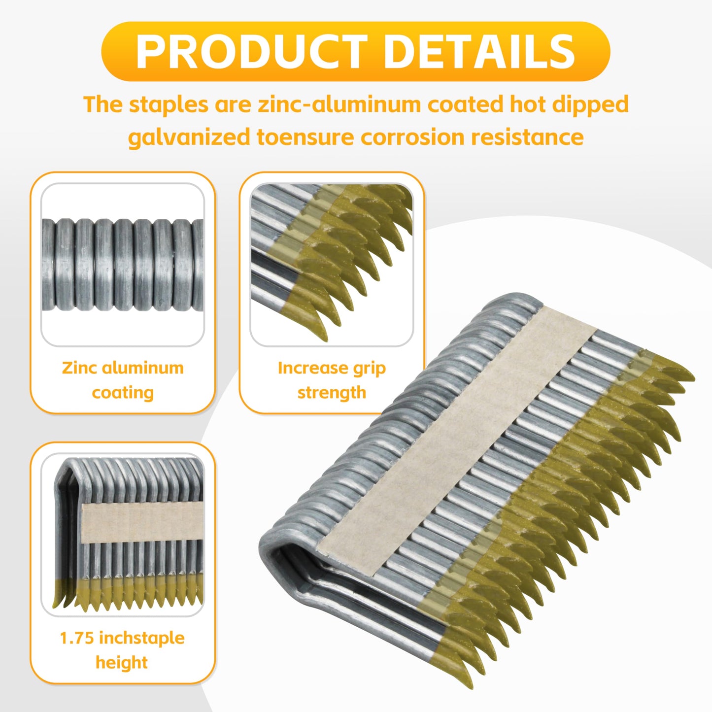 DFS9175B1G Fencing Staples for DEWALT 9GA Cordless Fencing Stapler Gun，9GA Galvanized Barbed Staples - 1-3/4", 960-Pack