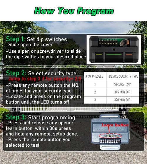 813LMX 811LMX for Liftmaster Garage Door Opener Remote Replacement, Garage Opener 813lm for liftmaster 850LM, 860LM, STAR1000, 12 Dip Switch Remote for Lift Master Commercial Door Operator