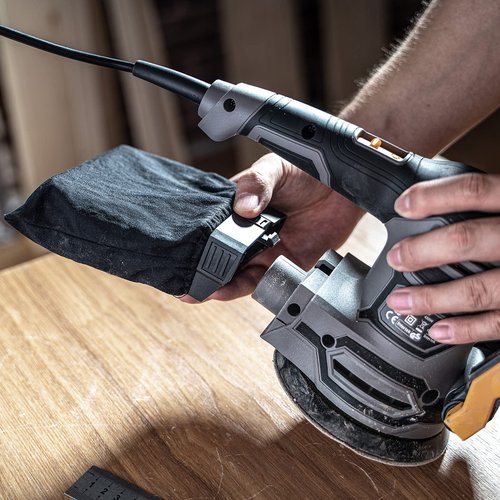 3.8A(450W) Orbital Sander, Jellas 6 Variable Speeds Double Handle Random Orbit Sander, 5-Inch Electric Sander with 18pcs Sandpapers, Dust Collector, Ideal Power Sander for Woodworking(OS450)