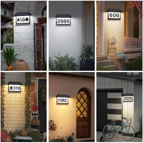 RigidBeam Solar Address Sign, Solar Powered Luminous House Number, Lighted Up Plaque Outdoor Waterproof for Patio Yard Home.