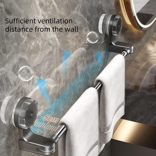 Pack of 2 Pcs Suction Cup Towel Bar 19 inches Retractable Stainless Steel Towel Rod with Suction Cup No Glue No Drilling for Bathroom Shower Door