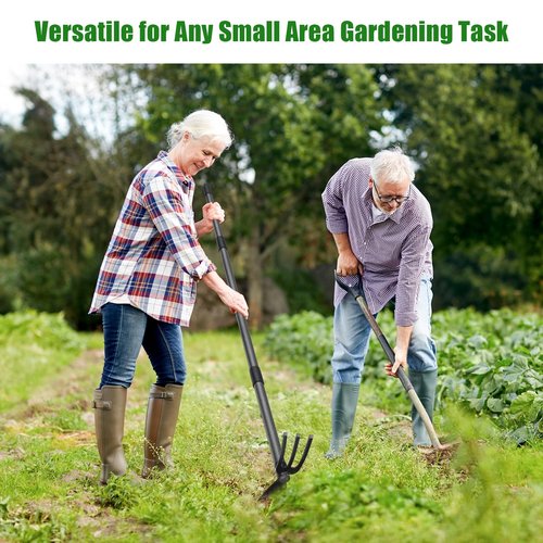 HANGMAICOME Hoe Garden Tool - Heavy Duty 2 in 1 Weed Hoes with Tiller Cultivator Rake,60 Inch Garden Hoe Long Handle for Weeding,Hand Weeder Tools for Indoor Outdoor Gardening,Planting