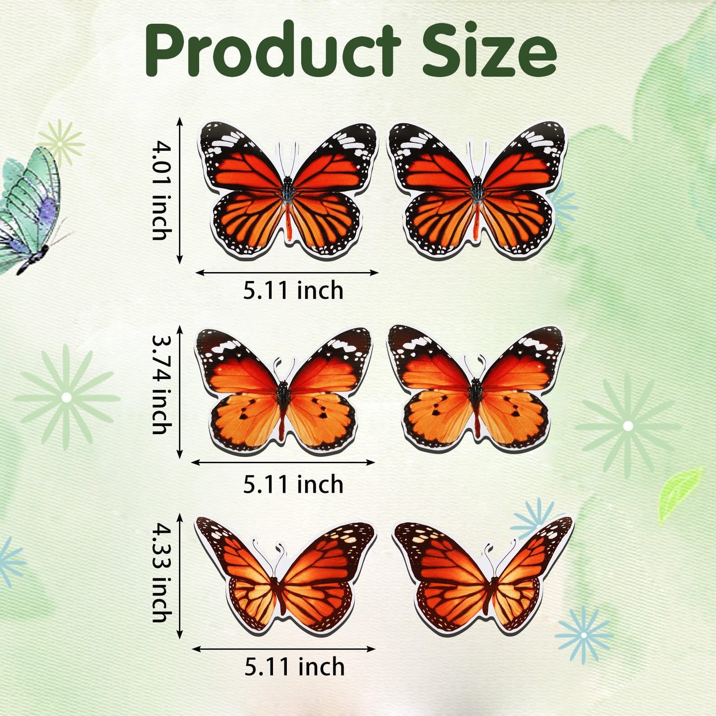 Fiada 6 Pcs Butterfly Screen Door Magnets Flexible Double Sided Door Magnets Decorative Protectors for Sliding Screen Doors Prevent People & Pets from Running into Windows(Red,Retro Style)