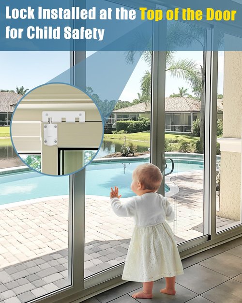 Sliding Door Lock Window Locks for Patio Sliding Glass Door Foot Locks for Front Door Security Bar Stoppers Top Horizontal Childproof Keyless Safety Lock from Inside Home Apartment Hotel Essentials