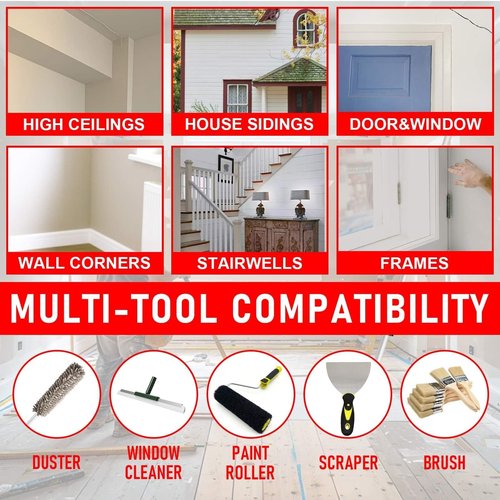 BSFRNF 43" Multi-Angle Paint Brush Extender, Extension Pole Attachments with Rotating Head for Paint Rollers, Great for High Ceiling, Walls, Corners, Edges (43 Inch)