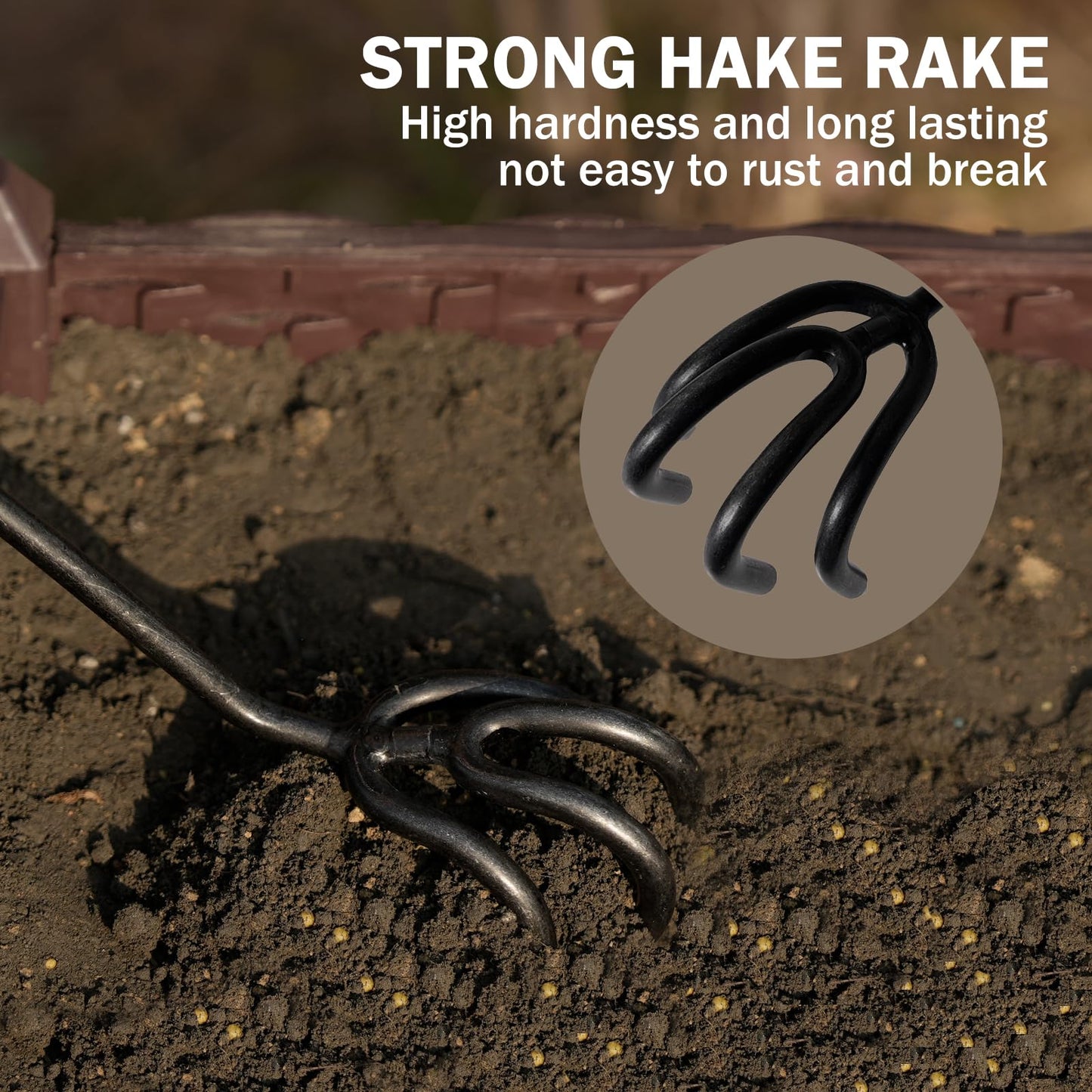 Gardening Tools Hand Rake, Stainless Steel Cultivator for Digging, Aerating Soil, and Weeding, Heavy Duty Garden Tool with Hanging Hole,Gardening Gifts for Women/Men