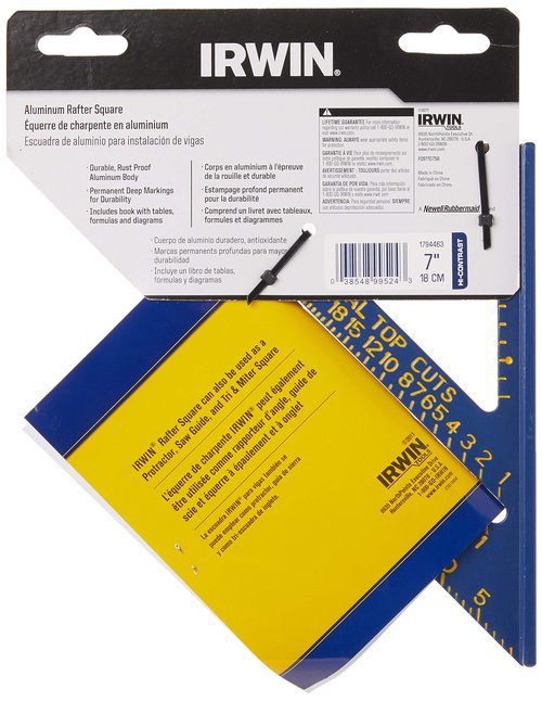 IRWIN Tools Rafter Square, Hi-Contrast Aluminum, Blue, 7-Inch (1794463)