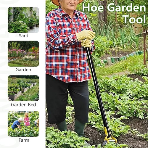 Weeder Hoe Tool for Garden, Double Edge Weeder Hoe, Weeder - Weeding Tool Garden Hoe No-Rust Push-Pull Long Handle, Adjustable Weeding Loop Stirrup Hoe, for Flower Beds,Yards (3rd Section 47.24in)
