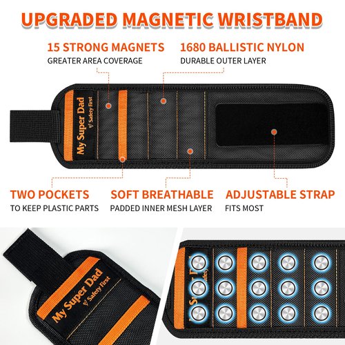 Fathers Day Unique Dad Gifts from Daughter Son, MY SUPER DAD Magnetic Wristband Tool Gifts for Dad, Dad Birthday Gift, Best Dad Gifts, Gifts for Dad Who Wants Nothing, Ideal Fathes Day Presents