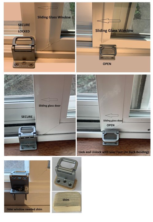 Window Security Lock, Sliding Window Security Latch for Vertical & Horizontal Sliding Glass Windows and Doors, Easy to Install, for Bedroom, Home, Apartment and Office 2 Pack (Silver)