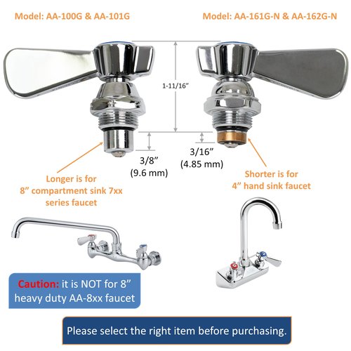 AA Faucet AA-100G Cold Replacement Stem Check with B-Handle