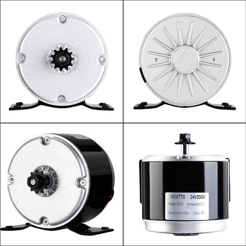 Vevitts Small Brushed Permanent Magnet Electric Motor for E Scooter Drive Speed Control 24V 350W 3000RPM
