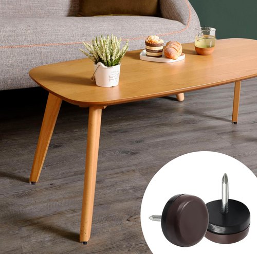 Qjaiune 40 PCS Nail in Furniture Glides 18mm Nylon Chair Glides for Wood Floors, Plastic Table Leg Protectors Chair Feet Sliders, Plastic Table Legs Tack on Furniture Pads for Hardwood Floors (Brown)