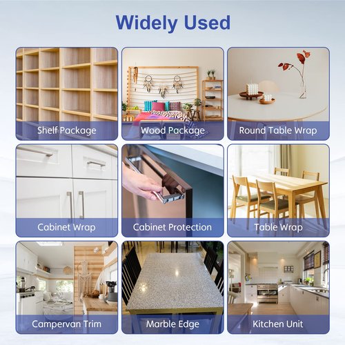 FAKILO U-Shape Edge Banding, 16.4ft TPE Self Adhesive Veneer Edging Trim Flexible Edge Protector, Furniture Edge Strip for Countertop Table Cabinets Shelves Restoration (3/4'' (20mm), White)