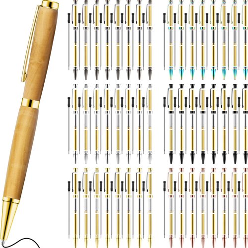Colarr 48 Pcs Pen Kits for Wood Turning 7mm Slimline Pen Twist Kit with Refill Lathe Turning for DIY Copper Making Friend Office Teacher Students Classroom Gifts(Multicolor)