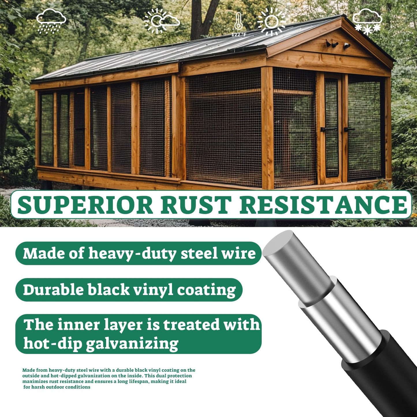 SEBOSS Black Hardware Cloth 1/2 inch 48 x 100 Ft 19-Gauge, Vinyl Coated Wire Mesh Roll, Chicken Wire Fencing, Garden Fencing, Welded Wire Fence Roll, Wire Mesh Fencing