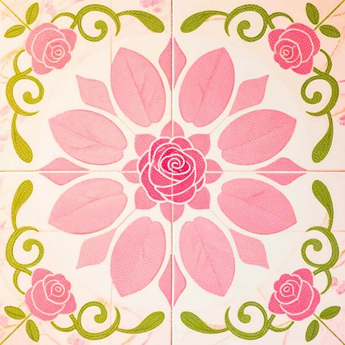 HOMETITUTE 10PCS 12x12 Inch Pink Rose Floral Peel and Stick Floor Tiles Removable Self Adhesive Vinyl Flooring Stickers for Bathroom Bedroom Kids Room Home Decor