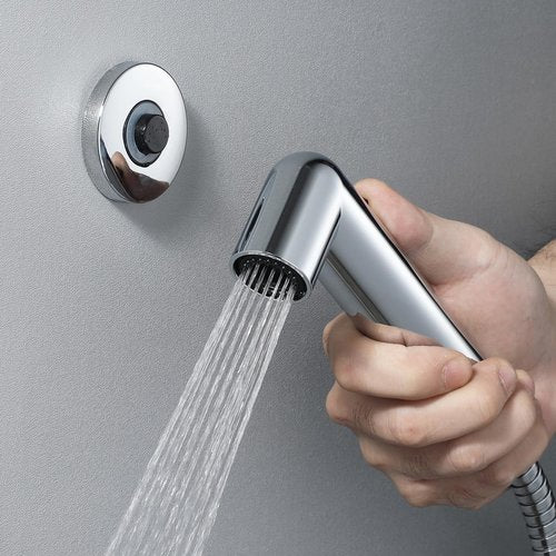 Bidet Faucet with Magnetic Fixed Shower Hook,Handheld Bidet Sprayer for Toilet Adjustable Water Pressure,Brass Handheld Sprayer with Hose,Chrome,A
