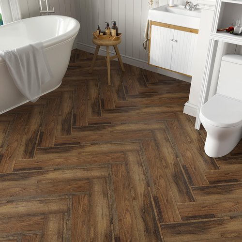 VEELIKE Burnt Oak Vinyl Floor Tiles Peel and Stick Waterproof Brown Vinyl Plank Flooring 32-Pack 47 Sq. Ft. Adhesive Laminate Flooring Peel and Stick Floor Tile for Bathroom Bedroom Kitchen 6''x36''