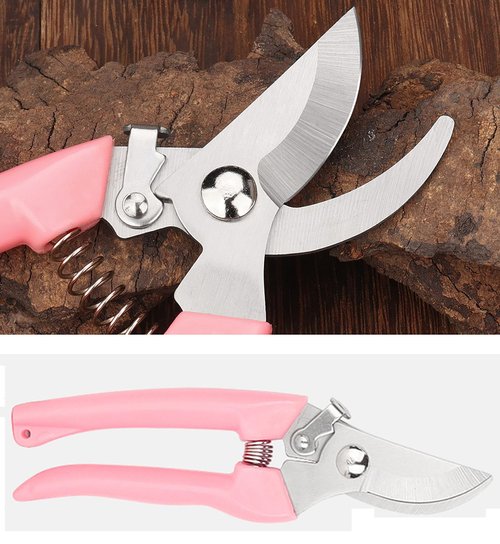 Garden Flower Shears Pruning Shears 6.9 inches Scissors Heavy Duty Plant Scissors for Cutting Flowers, Trimming Plants, Bonsai, Fruits Picking (Pink Handle)