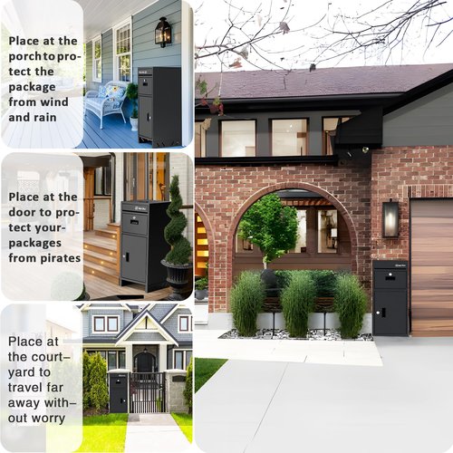 Package Delivery Box for Outside with Lock,37.8" H*15.8" L*15.8" W, Anti-Theft Design Parcel Drop Box is Rustproof and Rainproof, Outdoor Package box for Porch Ideal for Home/Office/Apartment (Black)