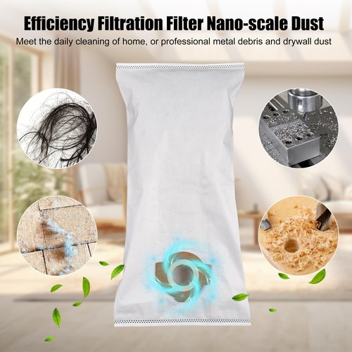 6 Pack 49-90-2016 Fleece Dust Bags Compatible with Milwaukee 0960-20 & 0970-20 Cordless Wet/Dry Packout Vacuums + 2 Pack Attachable Bag Holder （6 Bags 2 Holders)