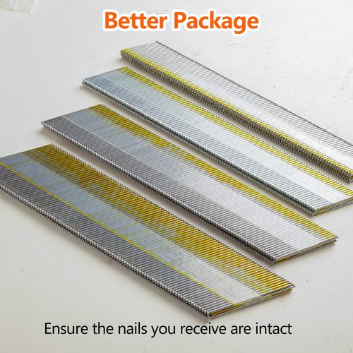 SITLDY 15 Gauge 304 Stainless Steel DA Angled Finish Nails, 34-Degree 2-1/2 Inch 1000-Pack for Pneumatic, Electric Angled Finish Nailer