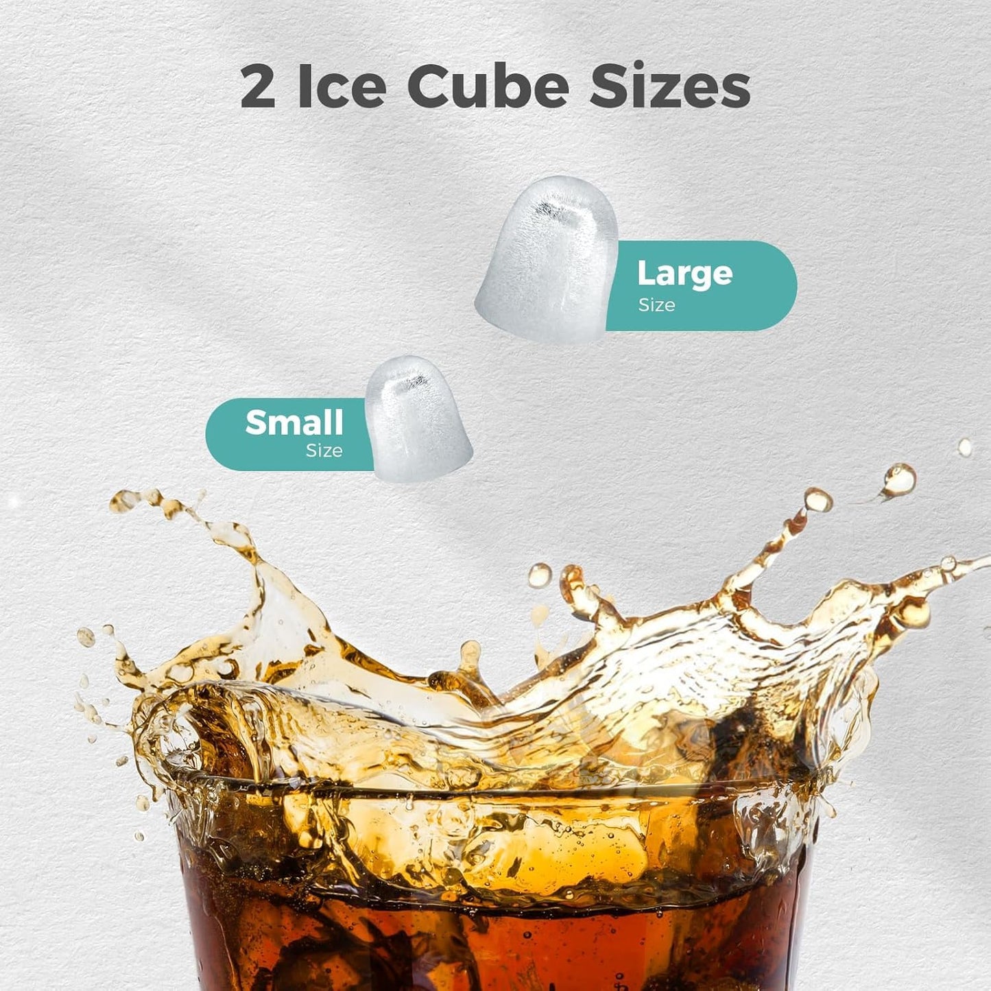 Portable Countertop Ice Maker Machine with Handle, 8 Bullet-Shaped Ice Cubes Ready in 6 Mins, 26Lbs/24H, Self-Cleaning Function with Ice Scoop and Basket for Home/Kitchen/Party (Grey)