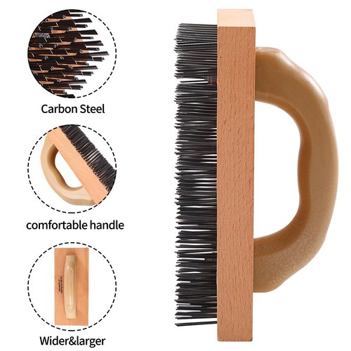 HYCDFCS Wire Brush with Handle, Large Wire Brush for Cleaning Rust Removal Hotels Grills Welding Slags 12X8 Rows Flat Carbon Steel Wires,1PCS