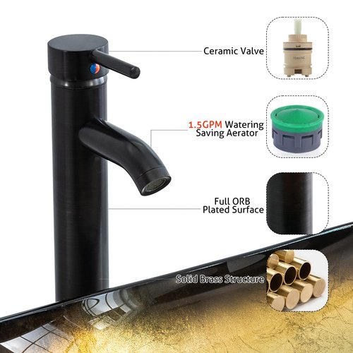 eclife 21.5" Bathroom Vessel Sink Modern Artistic Single Champagne Boat Tempered Glass Basin Countertop Bowl Sink for Lavatory Vanity Cabinet, W/Water Save Faucet Pop Up Drain (A29CH)