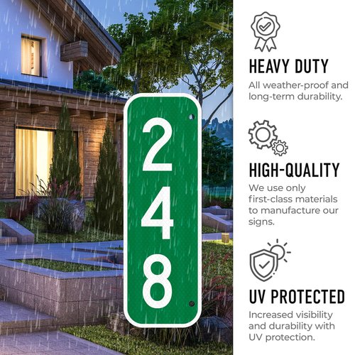 911 Address Sign, Custom Emergency Vertical Mailbox Reflective Sign, Ideal For Driveway, Multi Unit Buildings and House, 6x18 Inches, 3M EGP Reflective .063 Aluminum, Fade Resistant