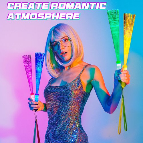 Zhanmai 24 Pieces Upgraded Glow Fiber Wands Sticks LED Light Fiber Optic Wands LED Flashing Glow Sticks Bulk for Wedding Party Favors(Mixing Color)