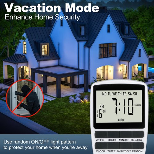Digital Timer Outlet Plug Timers for Electrical Outlets Indoor, 24 Hour Programmable Outlet Timers with Built-in Battery, 16 Groups On/Off Light Plug in Timer Socket for Home