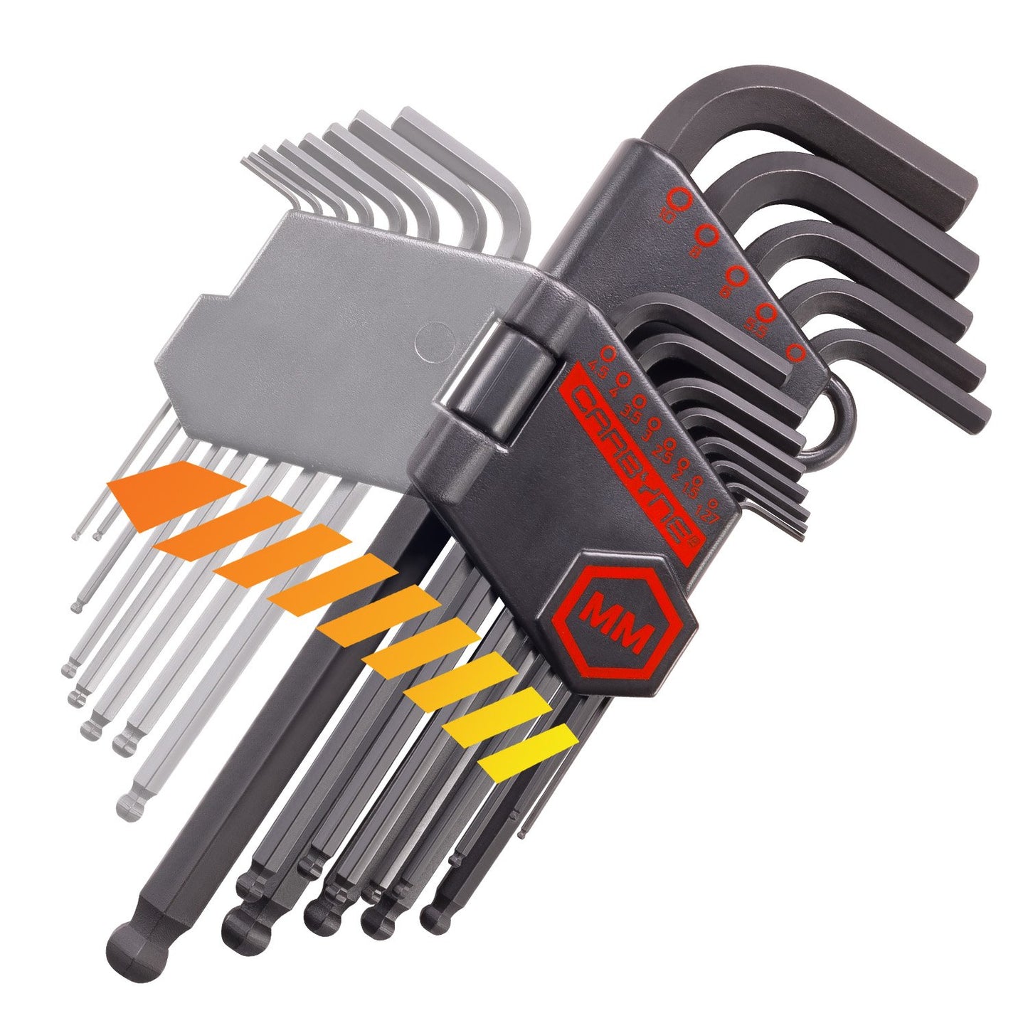 35-Piece Long Arm Ball End Hex (Allen) Key Wrench Set, Metric, SAE and Torx Keys, S2 Steel, 1.27mm to 10mm, 0.05 to 3/8 in, and T10 to T50, for Automotive, Bicycle, Household and Furniture Repair
