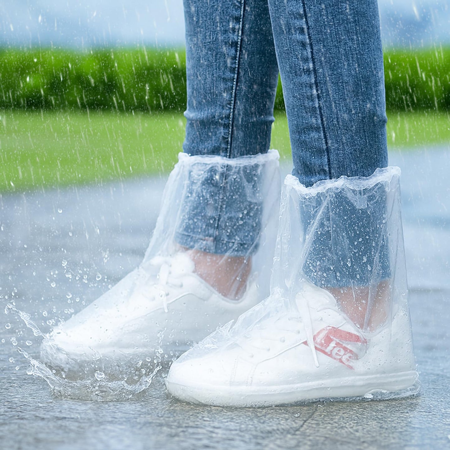 Disposable Waterproof Shoe Covers for Rain – Adult Transparent Short Booties, Non-Slip Plastic Rain Shoe Covers, 24PCS (12 Pairs) for Travel, Outdoor, Commuting