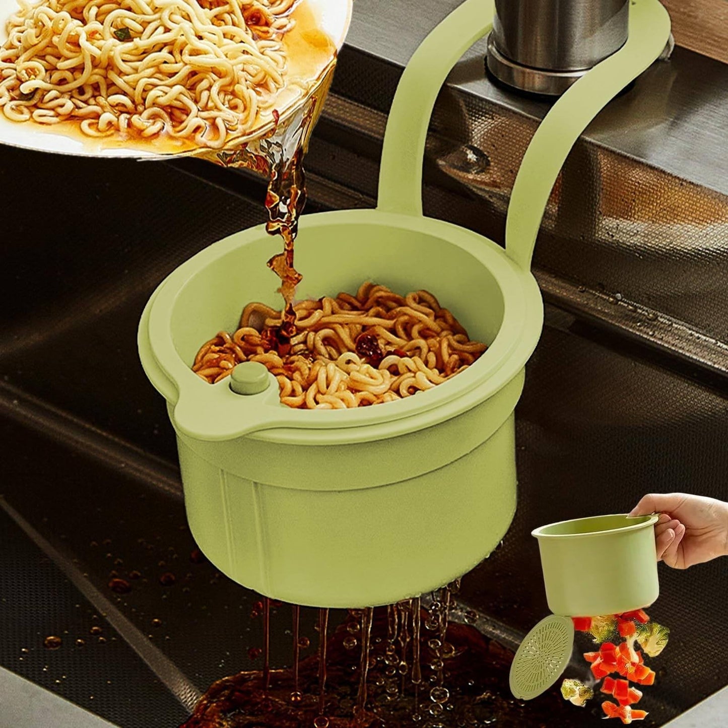 Kitchen Sink Strainer Net Bags Sink Drain Rack with Strainer Mesh Bags Kitchen Sink Drain Filter Food Catcher Trash Catcher for Garbage Leftovers Efficient Kitchen Sink Strainer Solution (Green)