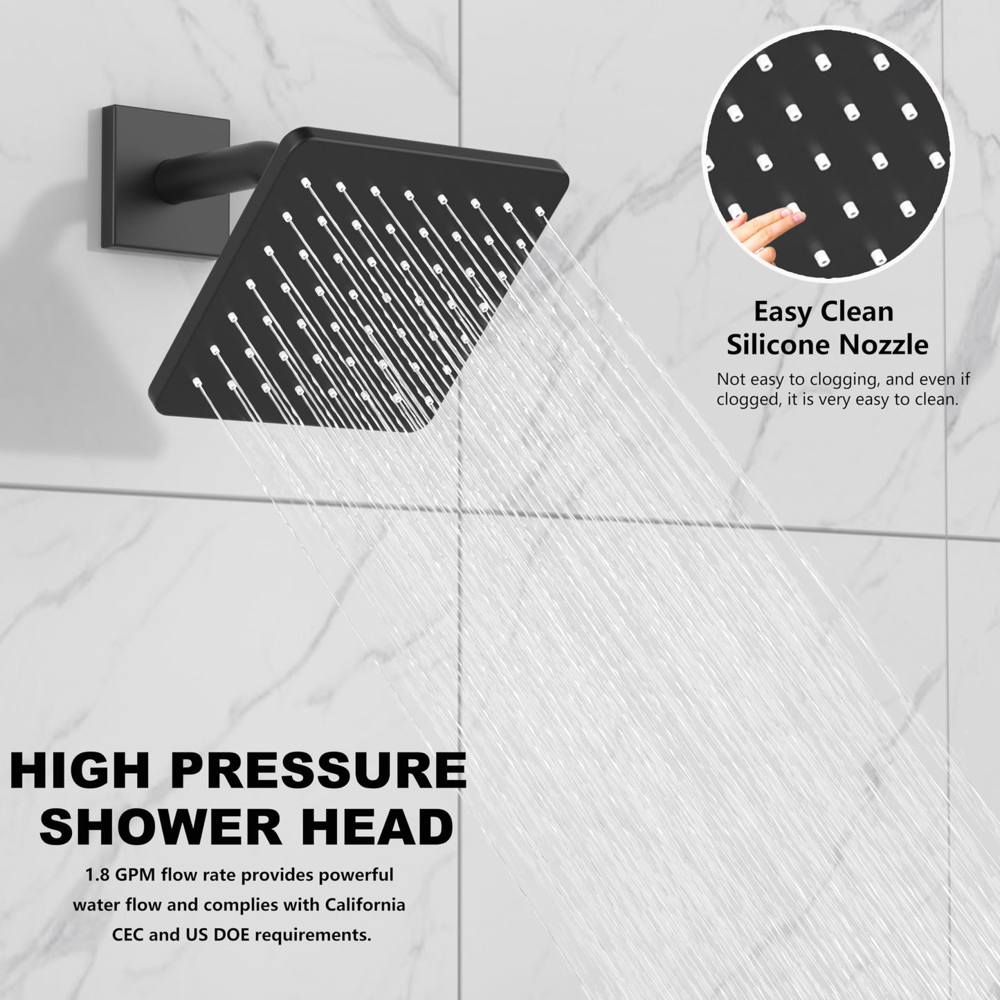 Replacement for Delta 13/14 Series Shower Trim Kit, Compatible with Delta R10000 Valve Tub Shower Faucet Set, Black Shower Head and Handle Set, Matte Black (Cartridge and Valve Not Included)