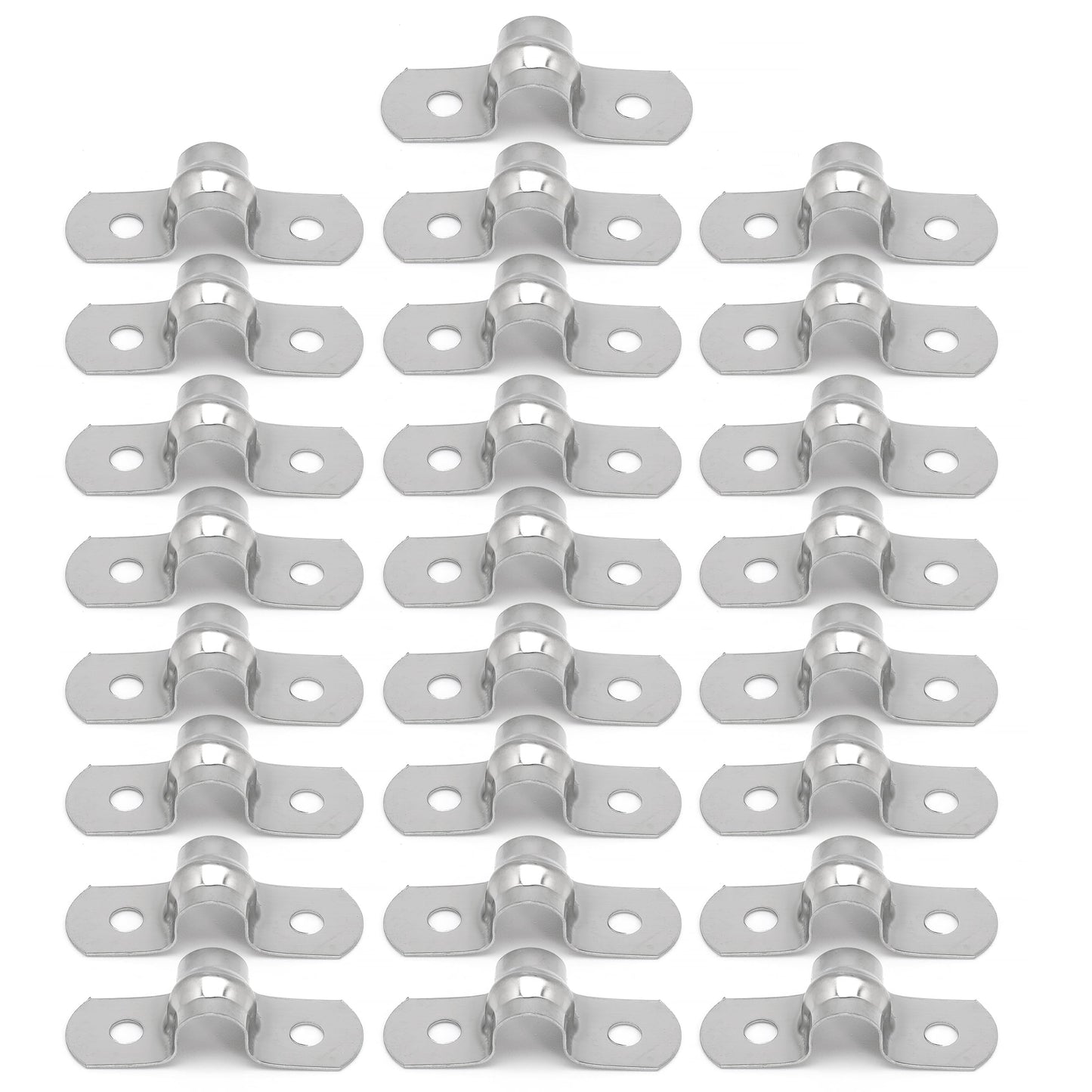 Nayciiy 25Pcs M8 304 Stainless Steel Rigid Pipe Strap Two Hole Cable Strap u Bracket Pipe Clamps Heavy Duty Pipe Fasten Holder for Tube, Pipe or Wire Cord Installation (25, 8MM（5/16" ）)