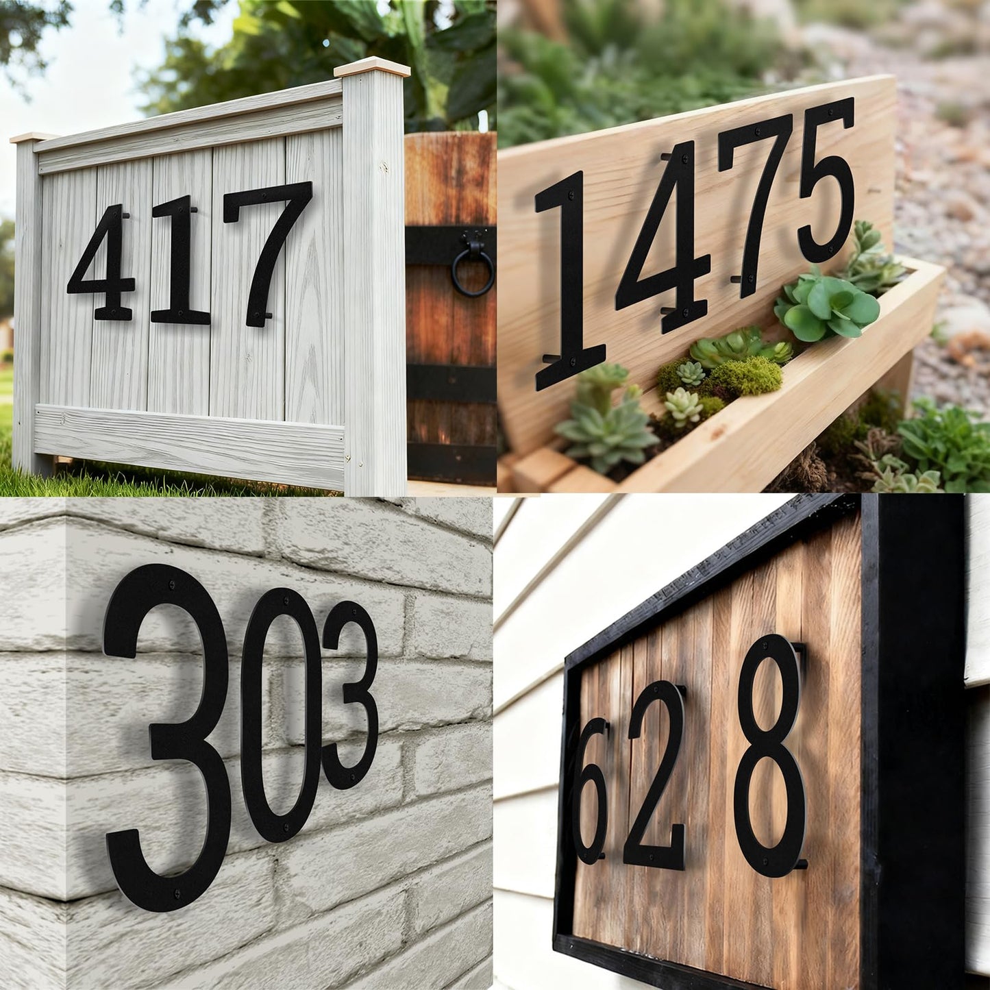 3" 4" 5" 6" 8" Stainless Steel Floating House Numbers, Metal House Numbers for Outside, Modern Address Number, Black Door Number for Mailbox, Garden, Yard, Apartment (4" 1)