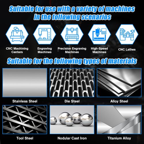 1/8" Carbide End Mills - 4 Flute Square End Mill with AlTiN Coating, HRC 55 Deg, 4T Tungsten Milling Bits for Stainless Steel, Hardened Steel, Cast Iron, Copper, Alloys & More