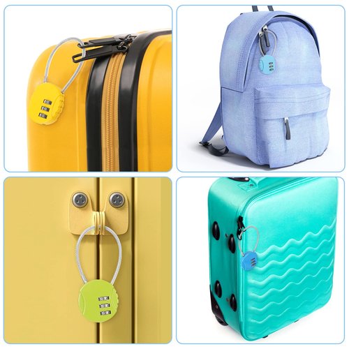 Moxweyeni 8 Pack Combination Lock 3 Digit Small Combo Luggage Number Cable Padlock Outdoor Waterproof Resettable Lock for School Gym Locker Travel Backpack Suitcase Storage (Multi Color)