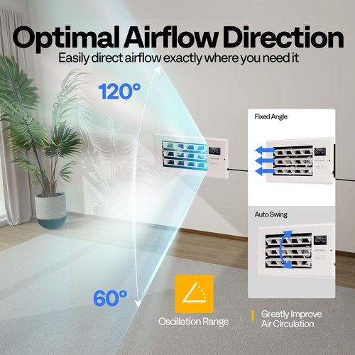 VIVOHOME 4'' x 10'' Opening Register Booster Fan with Adjustable Wind Direction Louver, Smart Intelligent Thermostat & 10-Speed Remote Control - 11.4" x 5.5" Vent Cover for Room, Floor, Wall - White