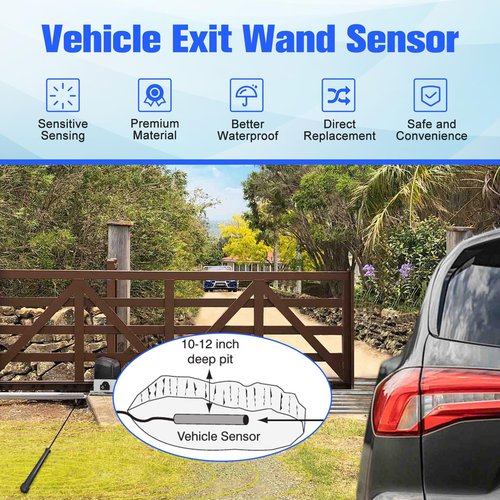 loosoo Driveway Gate Vehicle Exit Wand Sensor with 50 ft Cable, Automatic Gate Opener Car Detector Compatible with Mighty Mule, Ghost Controls, liftMaster Vehicle Door Opening Systems
